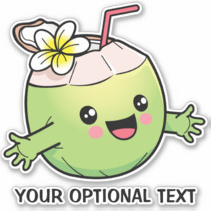 Niedlicher Coconut-benutzerdefinierter Text Aufkleber