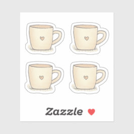 Niedlicher Coffee-Cup mit Herz Aufkleber