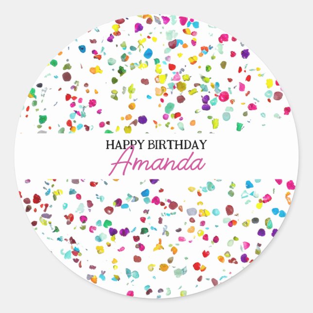 Niedlicher Confetti 1. Geburtstag Runder Aufkleber (Vorderseite)