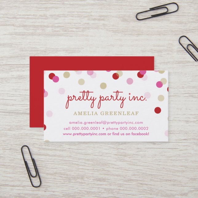 NIEDLICHER CONFETTI SPOTS Designerplaner für das P Visitenkarte (Vorderseite/Rückseite Beispiel)