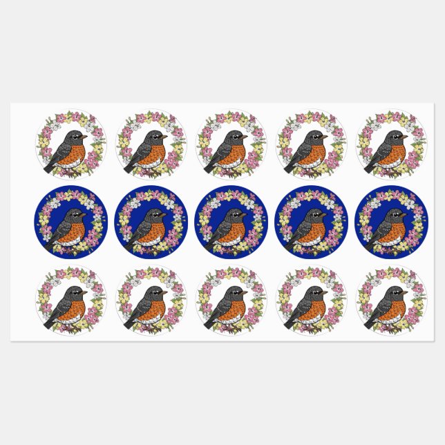 Niedlicher Connecticut-Vogel mit Mirabilis Etiketten (Blatt)