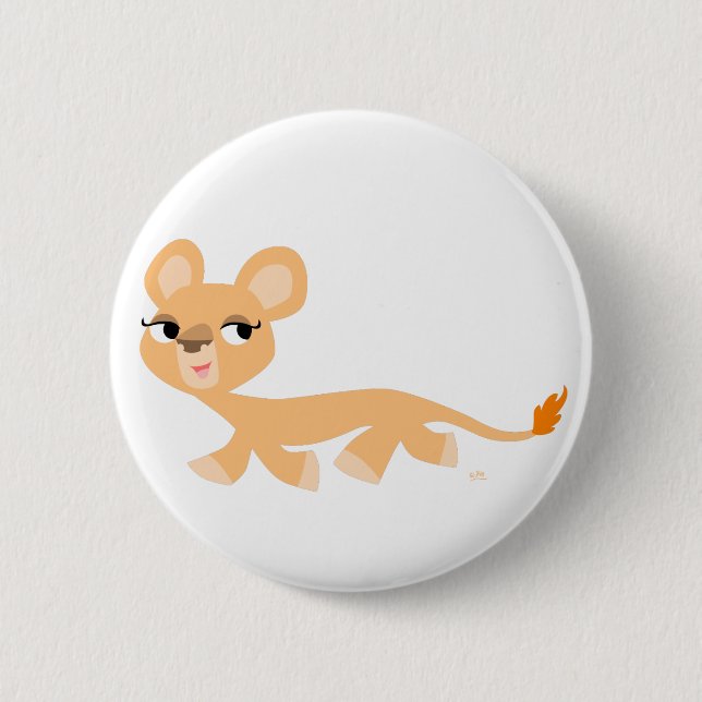 Niedlicher Cooler Cartoon Lioness Button Abzeichen (Vorderseite)