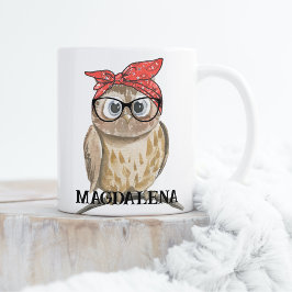Niedlicher Cooler Hipster Owl in Brillen & Red Ban Kaffeetasse