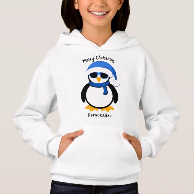 Niedlicher cooler Pinguin Weihnachten Hoodie (Vorderseite)