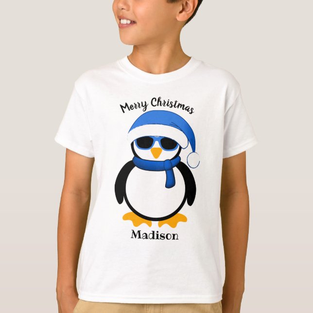 Niedlicher cooler Pinguin Weihnachten T-Shirt (Vorderseite)