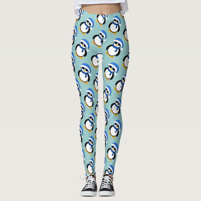 Niedlicher cooler Pinguin Weihnachtswintermuster b Leggings (Vorderseite)