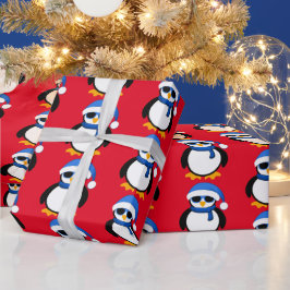 Niedlicher cooler Pinguin Weihnachtswintermuster r Geschenkpapier