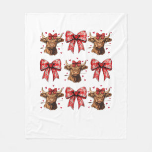 Niedlicher Coquette Bow Herz Highland Cow Western Fleecedecke