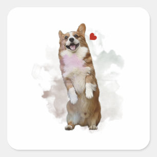 Niedlicher Corgi Art Dog Besitzer Geschenk für Cor Quadratischer Aufkleber