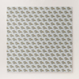 Niedlicher Corgi Dog Muster Grau Hintergrund Puzzle