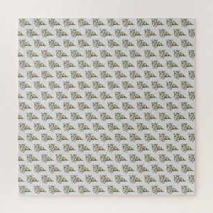 Niedlicher Corgi Dog Muster Grau Hintergrund Puzzle