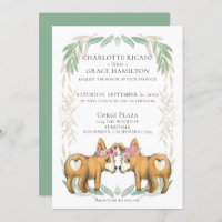 Niedlicher Corgi Dog Two Brides Gay Wedding