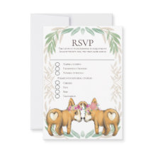 Niedlicher Corgi Dog Two Brides Gay Wedding RSVP