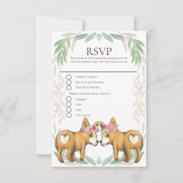 Niedlicher Corgi Dog Two Brides Gay Wedding RSVP
