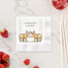 Niedlicher Corgi Dog Wedding Couple Personalisiert Serviette