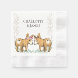 Niedlicher Corgi Dog Wedding Couple Personalisiert Serviette
