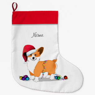 Niedlicher Corgi-Hund Großer Weihnachtsstrumpf