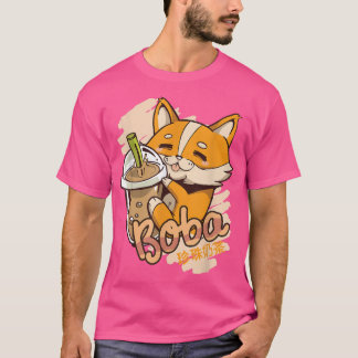 Niedlicher Corgi Hund mit Boba-Bubble-Tee T-Shirt