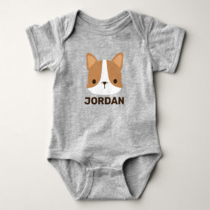 Niedlicher Corgi Hund mit Personalisiertem Namen Baby Strampler