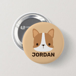 Niedlicher Corgi Hund mit Personalisiertem Namen Button