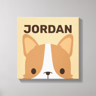 Niedlicher Corgi Hund mit Personalisiertem Namen Leinwanddruck