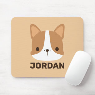 Niedlicher Corgi Hund mit Personalisiertem Namen Mousepad