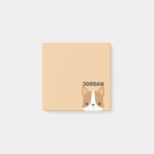 Niedlicher Corgi Hund mit Personalisiertem Namen Post-it Klebezettel