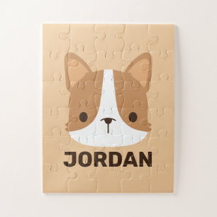 Niedlicher Corgi Hund mit Personalisiertem Namen Puzzle