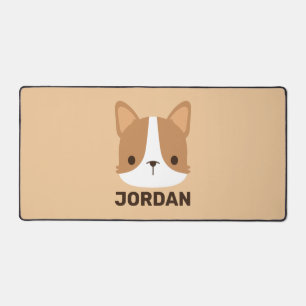 Niedlicher Corgi Hund mit Personalisiertem Namen Schreibtischunterlage