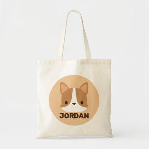 Niedlicher Corgi Hund mit Personalisiertem Namen Tragetasche
