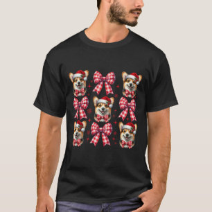 Niedlicher Corgi Hund Red Kariert Coquette Bow Wei T-Shirt
