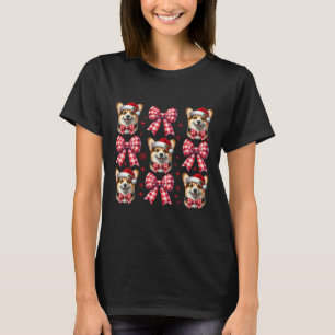 Niedlicher Corgi Hund Red Kariert Coquette Bow Wei T-Shirt