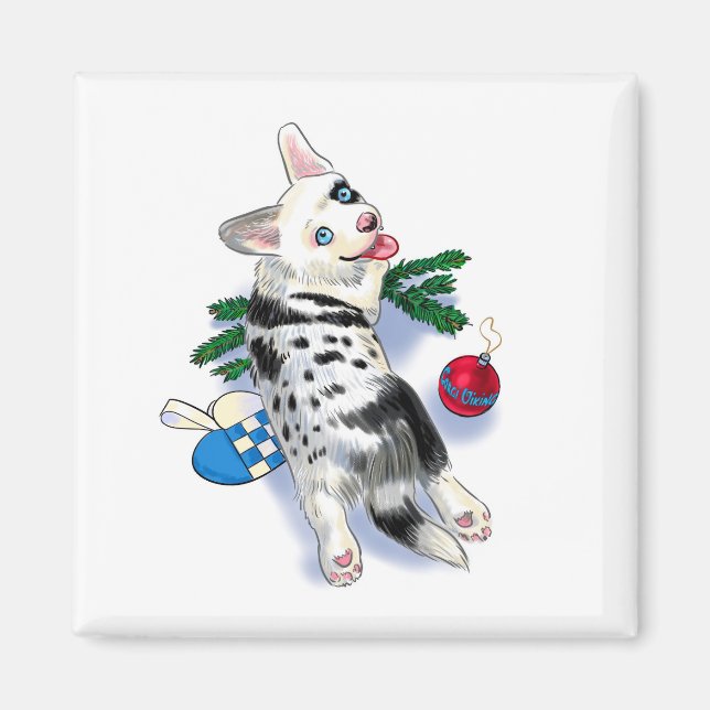 Niedlicher Corgi-Merle Magnet (Vorne)