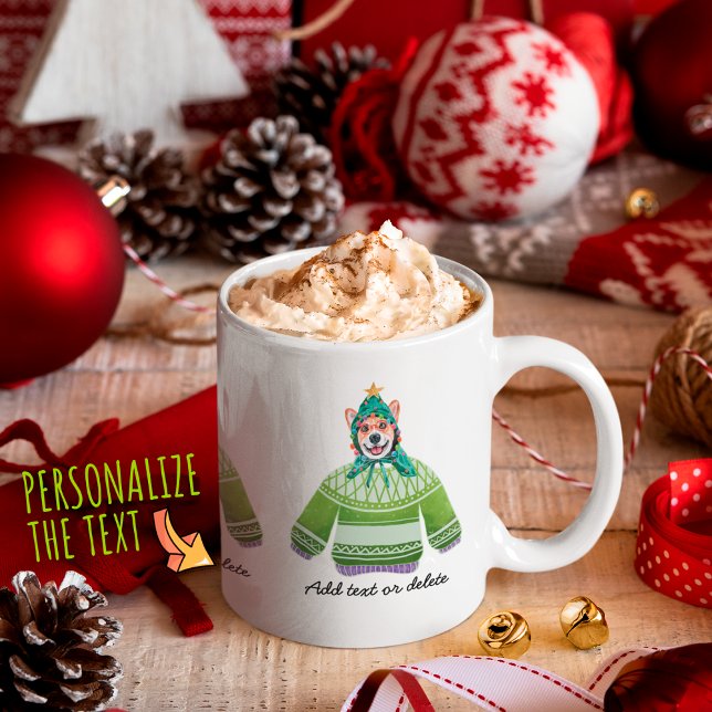 Niedlicher Corgi mit eiserner Sweater Xmas Hund Lo Kaffeetasse (Von Creator hochgeladen)