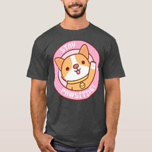 Niedlicher Corgi mit Herzklopfen Print Bleibe Paws T-Shirt