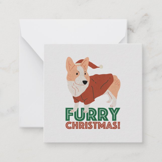 Niedlicher Corgi mit Weihnachtspun: Weihnachten Mitteilungskarte (Vorderseite)