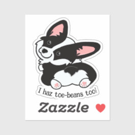 Niedlicher Corgi mit Zehenbohnen Aufkleber
