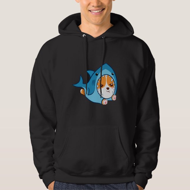 Niedlicher Corgi Shark Hoodie (Vorderseite)