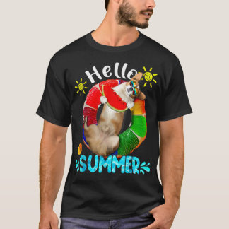 Niedlicher Corgi Swimming Pool Essende Wassermelon T-Shirt