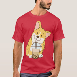 Niedlicher Corgi und Boba Dog Blubble Milk Tea Lov T-Shirt