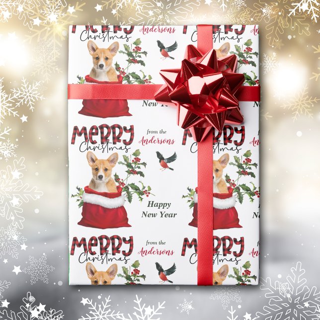 Niedlicher Corgi Welppy Dog Weihnachtsgeschenktasc Geschenkpapier (Von Creator hochgeladen)