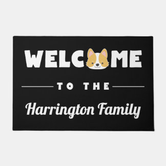 Niedlicher Corgi-Willkommens-Familienname Fußmatte