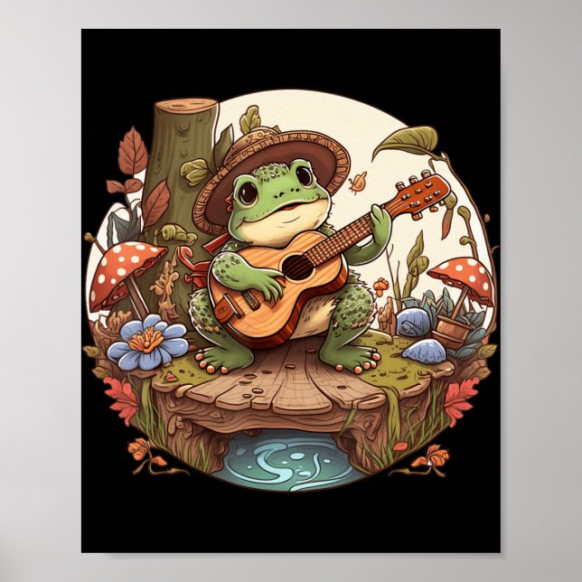 Niedlicher Cotattecore-Ästhetischer Frosch Banjo s Poster (Vorne)