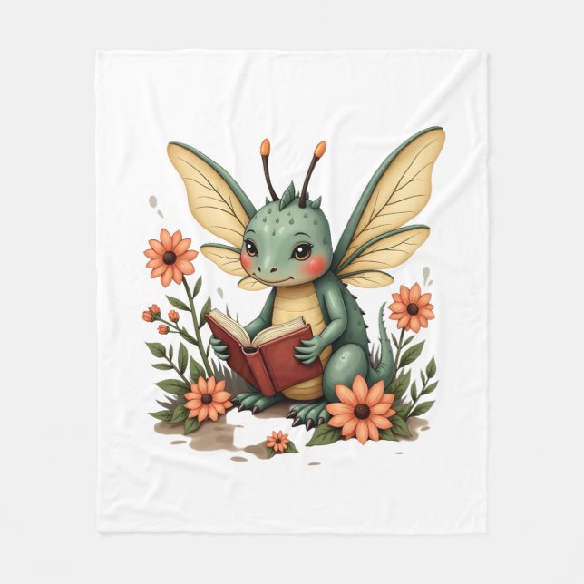 Niedlicher Cotattecore Floral Dragonfly Ästhetisch Fleecedecke (Vorderseite)