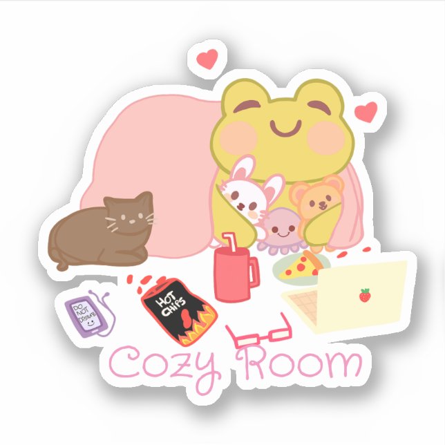 Niedlicher Cotattecore Frog Aufkleber (Vorderseite)