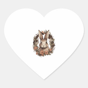Niedlicher Cottage-Kern Floral Kaninchenästhetisch Herz-Aufkleber