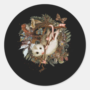 Niedlicher CottageCore Floral Possum Ästhetische V Runder Aufkleber