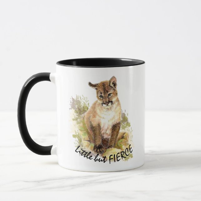Niedlicher Cougar Mountain Lion Cat Kitten FIERCE  Tasse (Links)