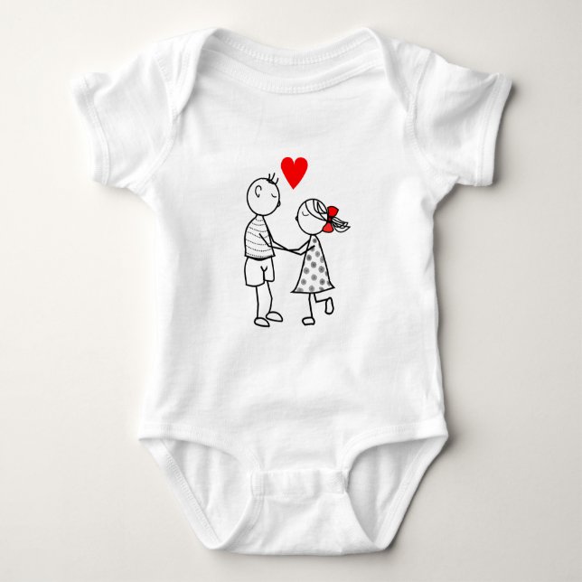 Niedlicher Couple Baby Bodysuit Baby Strampler (Vorderseite)