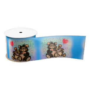 Niedlicher Couple Bear Ribbon Satinband